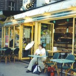 In front of one of the cafes in Paris